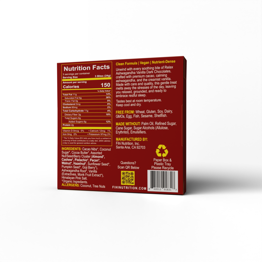 Nutrition label on a product packaging with red background