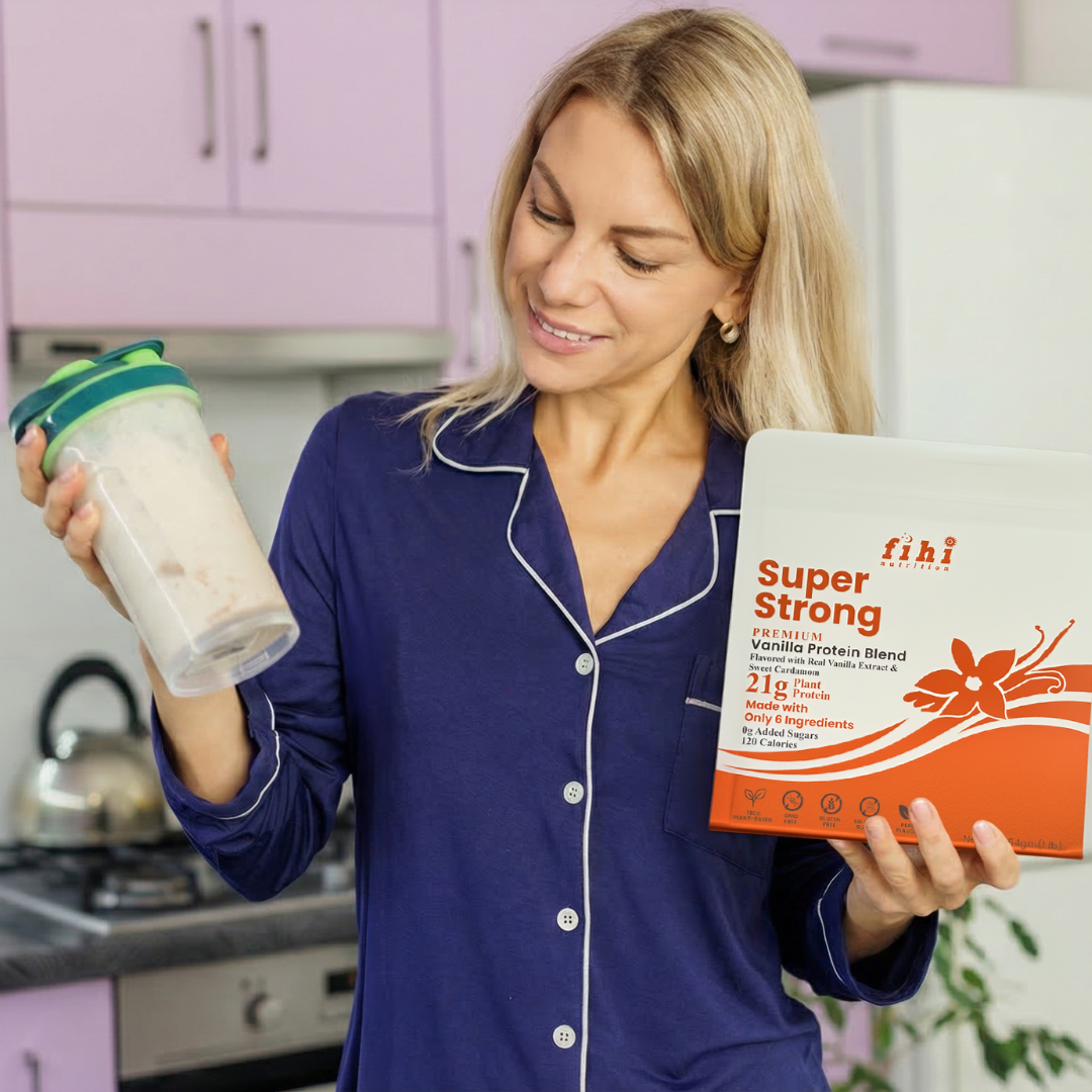 Cute lady making her Fihi Super Happy drink with Affron Saffron Vanilla Mix