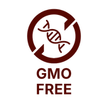 GMO free logo with a DNA strand inside a circle on a white background