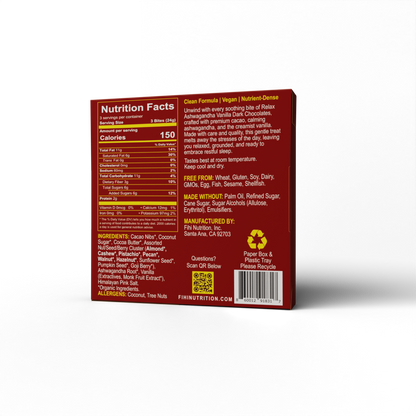 Nutrition label on a product packaging with red background