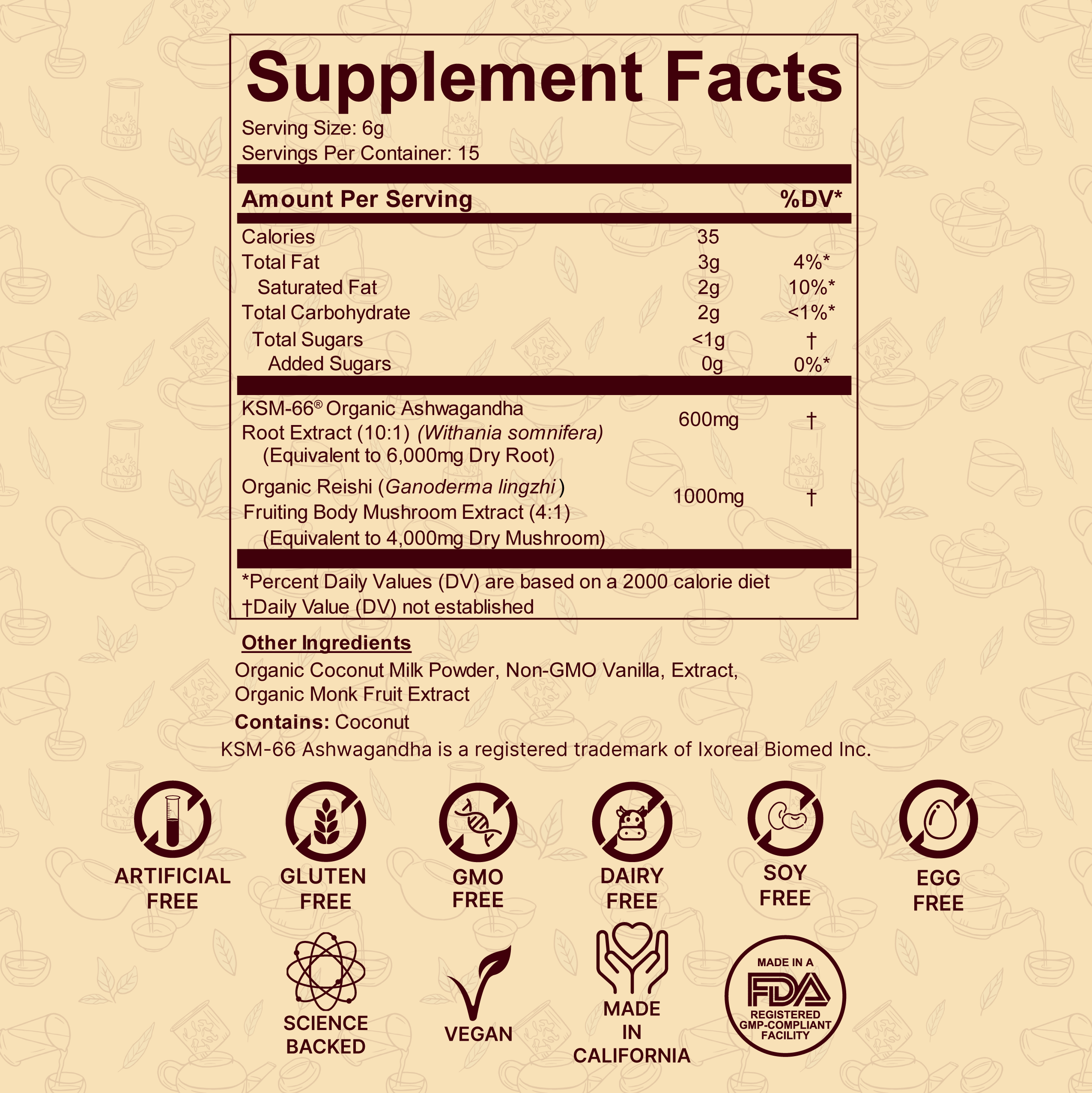 Unwind your mind, nourish your body. Super Relax is a creamy, calming latte blend crafted with KSM-66® Ashwagandha and organic Reishi extract to help reduce stress and restore inner balance. Naturally sweetened with monk fruit and flavored with vanilla and coconut, it’s the perfect caffeine-free ritual for deep relaxation and daily reset
